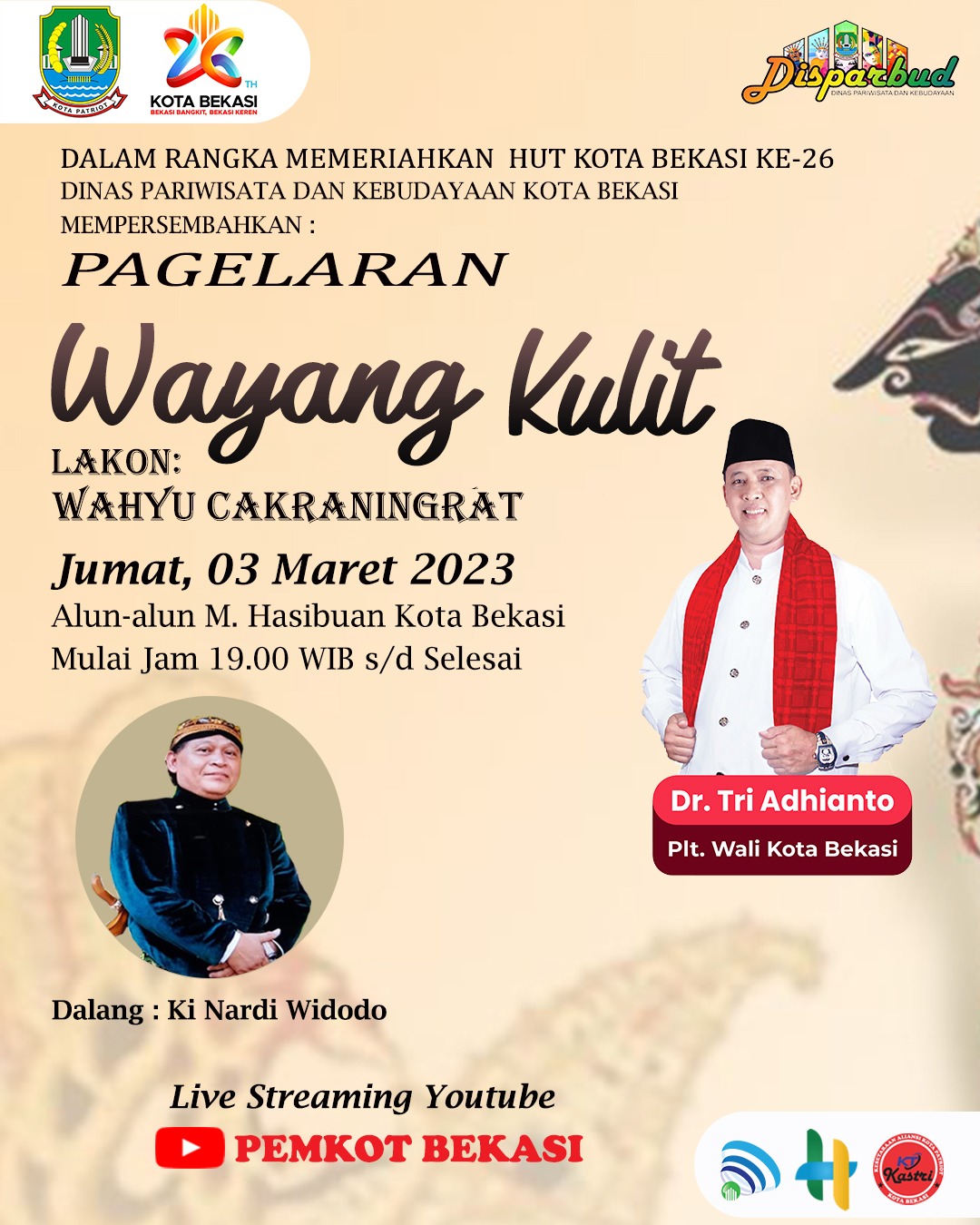 Jelang Hut Kota Bekasi, Disparbud Kota Bekasi Akan Menyelenggarakan Pagelaran Wayang Kulit