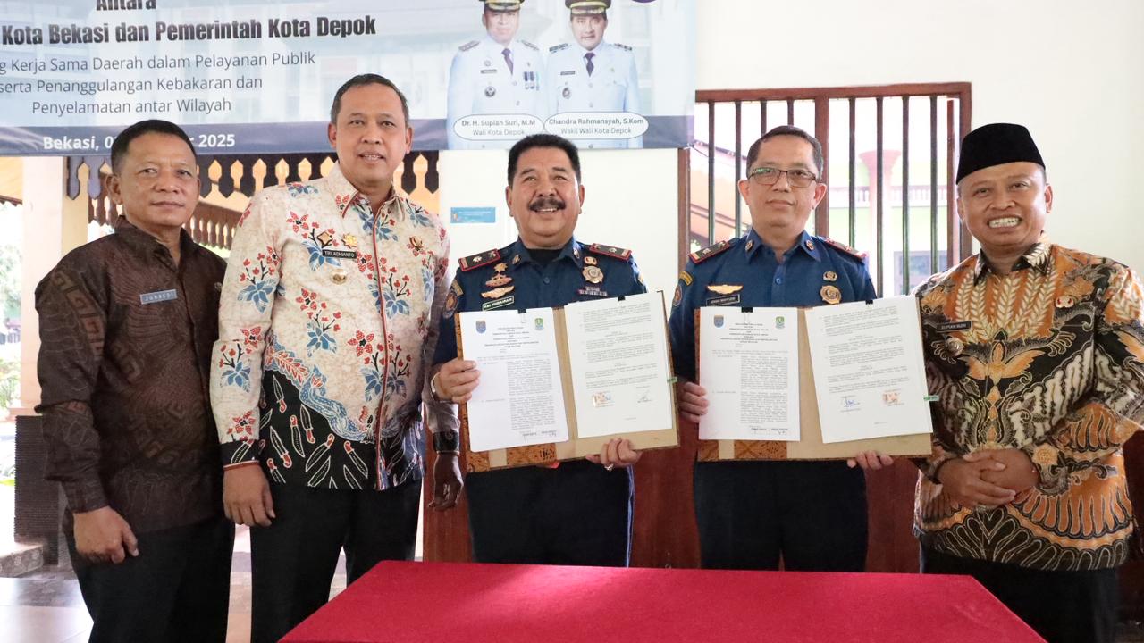 Pemkot Bekasi dan Pemkot Depok Teken Kerja Sama Layanan Publik serta Penanggulangan Kebakaran