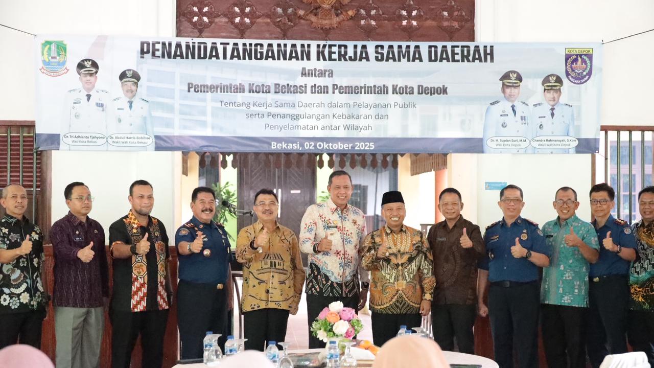 Pemkot Bekasi dan Pemkot Depok Teken Kerja Sama Layanan Publik serta Penanggulangan Kebakaran