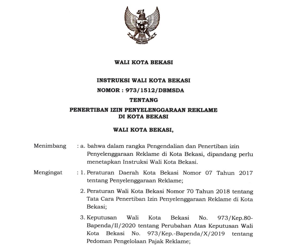 Pemkot Keluarkan IW Penertiban Izin Penyelenggaraan Reklame di Kota Bekasi