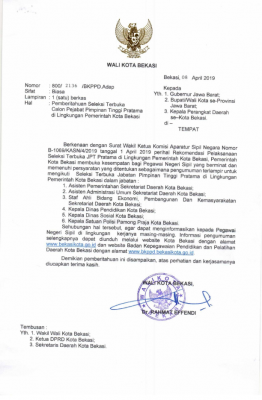 SELEKSI TERBUKA JPT PRATAMA KOTA BEKASI TAHUN 2019