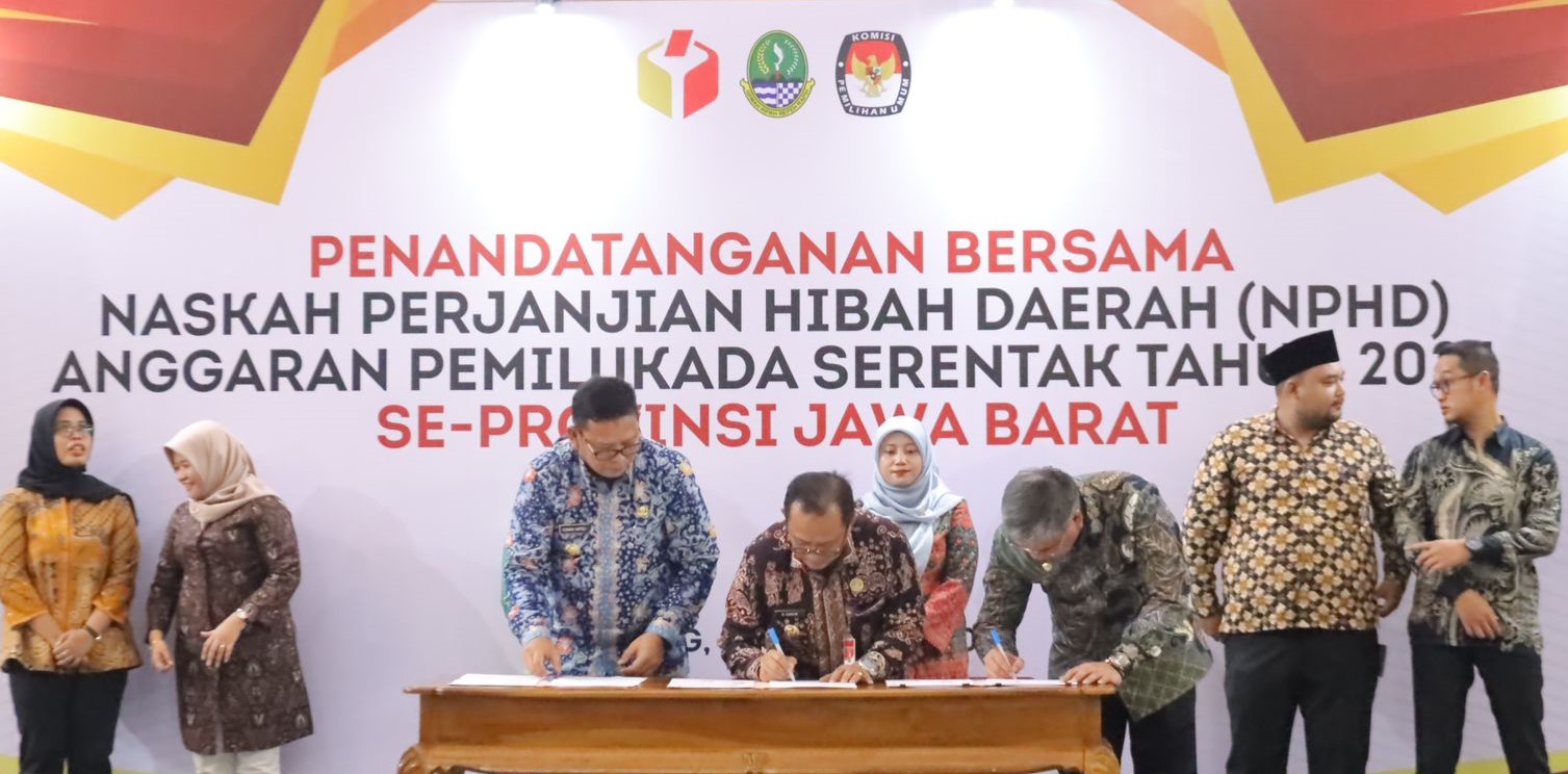 Pj. Wali Kota Bekasi Tandatangani NPHD Pendanaan Pemilukada 2024 di Gedung Sate