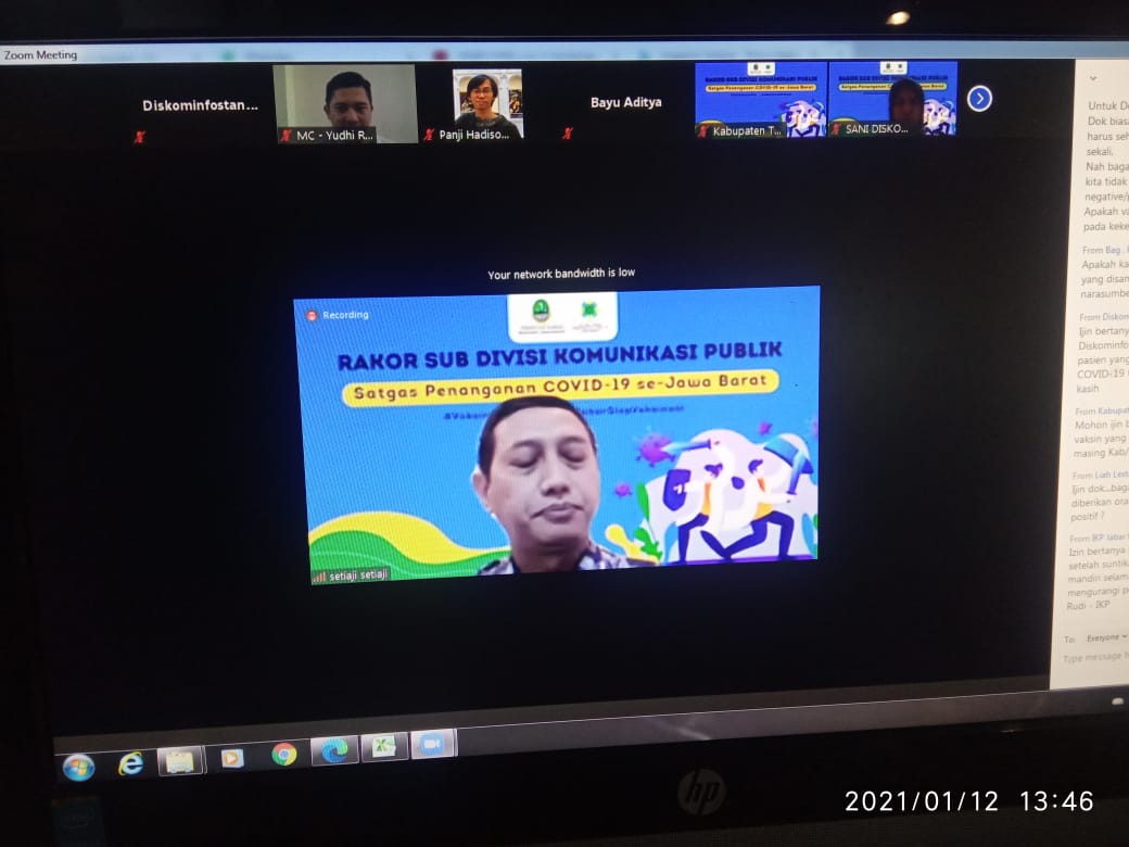 Rakor Virtual Sub Divisi Komunikasi Publik Satgas Penanganan Covid-19 se-Jawa Barat