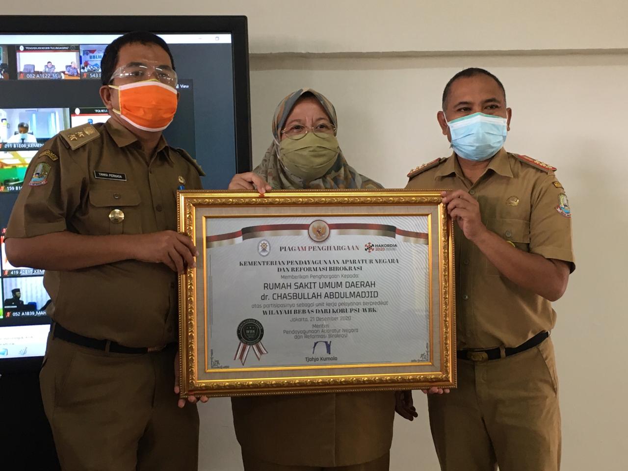 RSUD Kota Bekasi Raih Apresiasi dan Penganugerahan Zona Integritas 2020