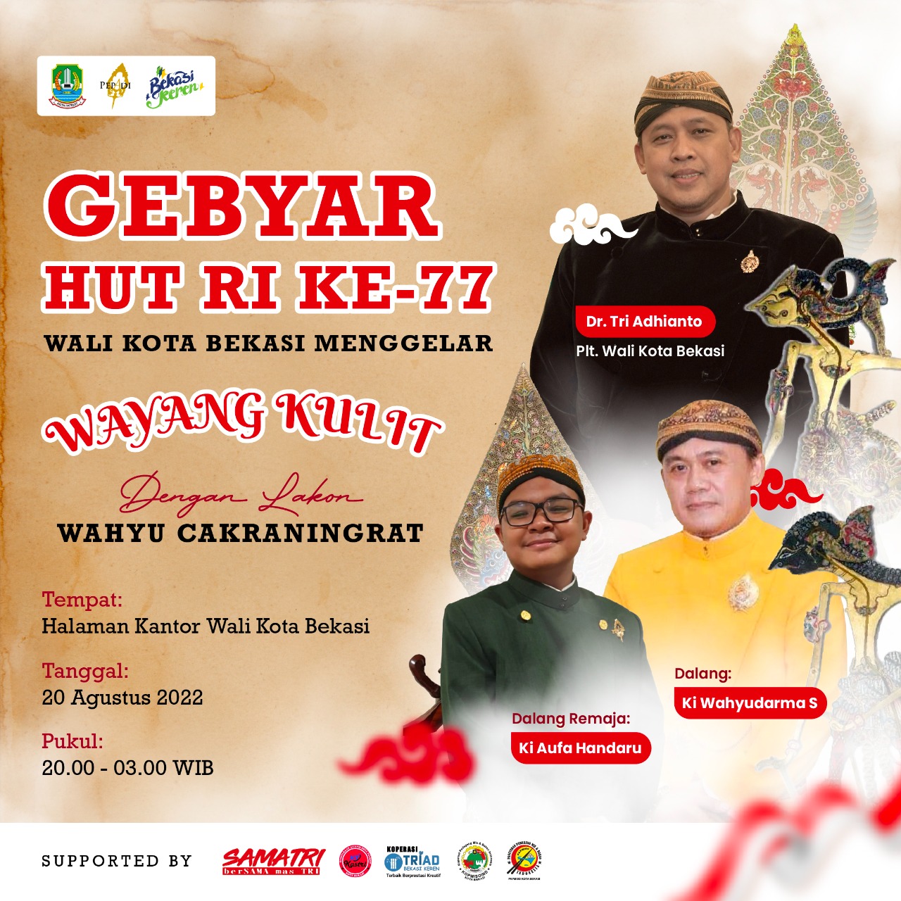 Pagelaran Wayang Kulit Gebyar HUT RI Ke-77 Kota Bekasi