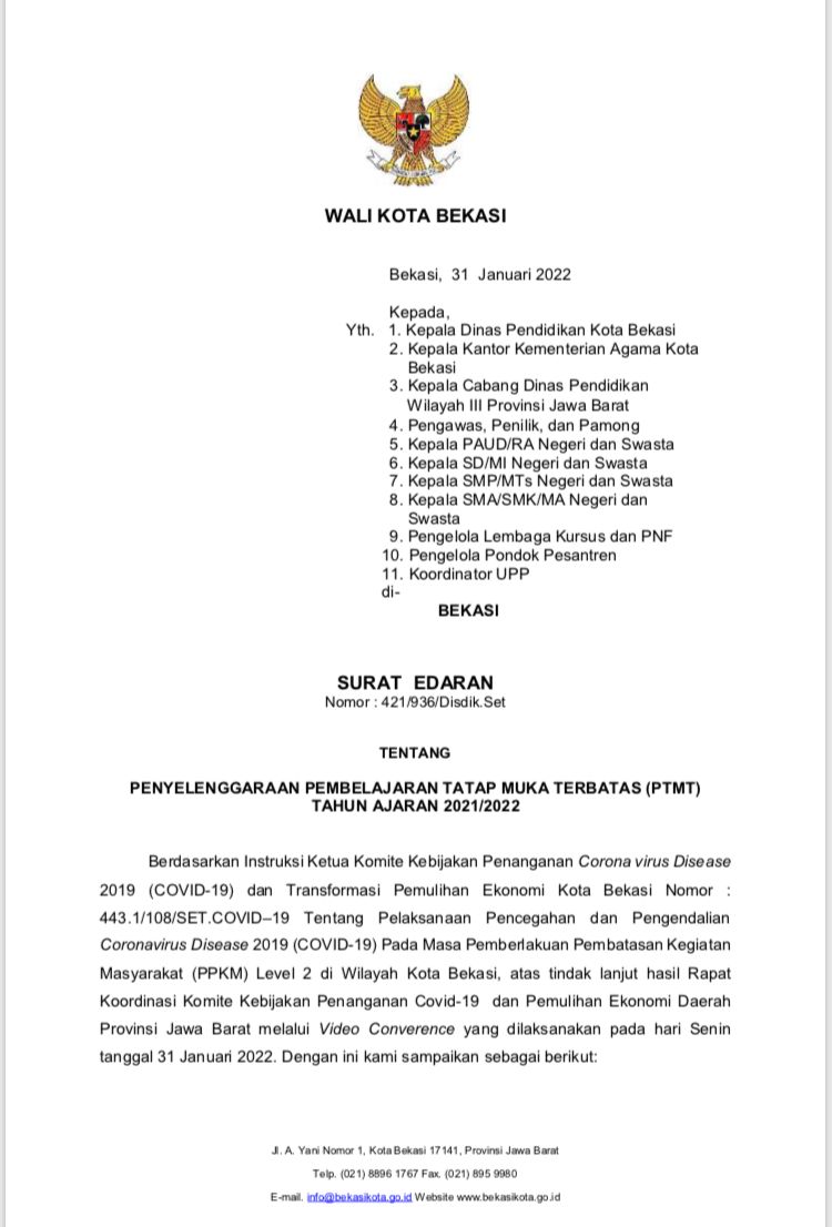 Pemkot Bekasi Ajak Pihak Sekolah Bantu Sosialisasikan PJJ