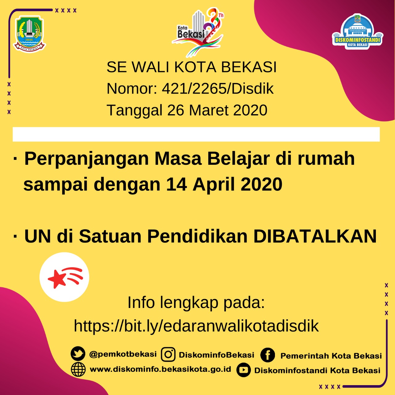 Pemerintah Kota Bekasi Surat Edaran Tentang Perpanjangan Belajar Pemerintah Kota Bekasi Surat Edaran Tentang Perpanjangan Belajar