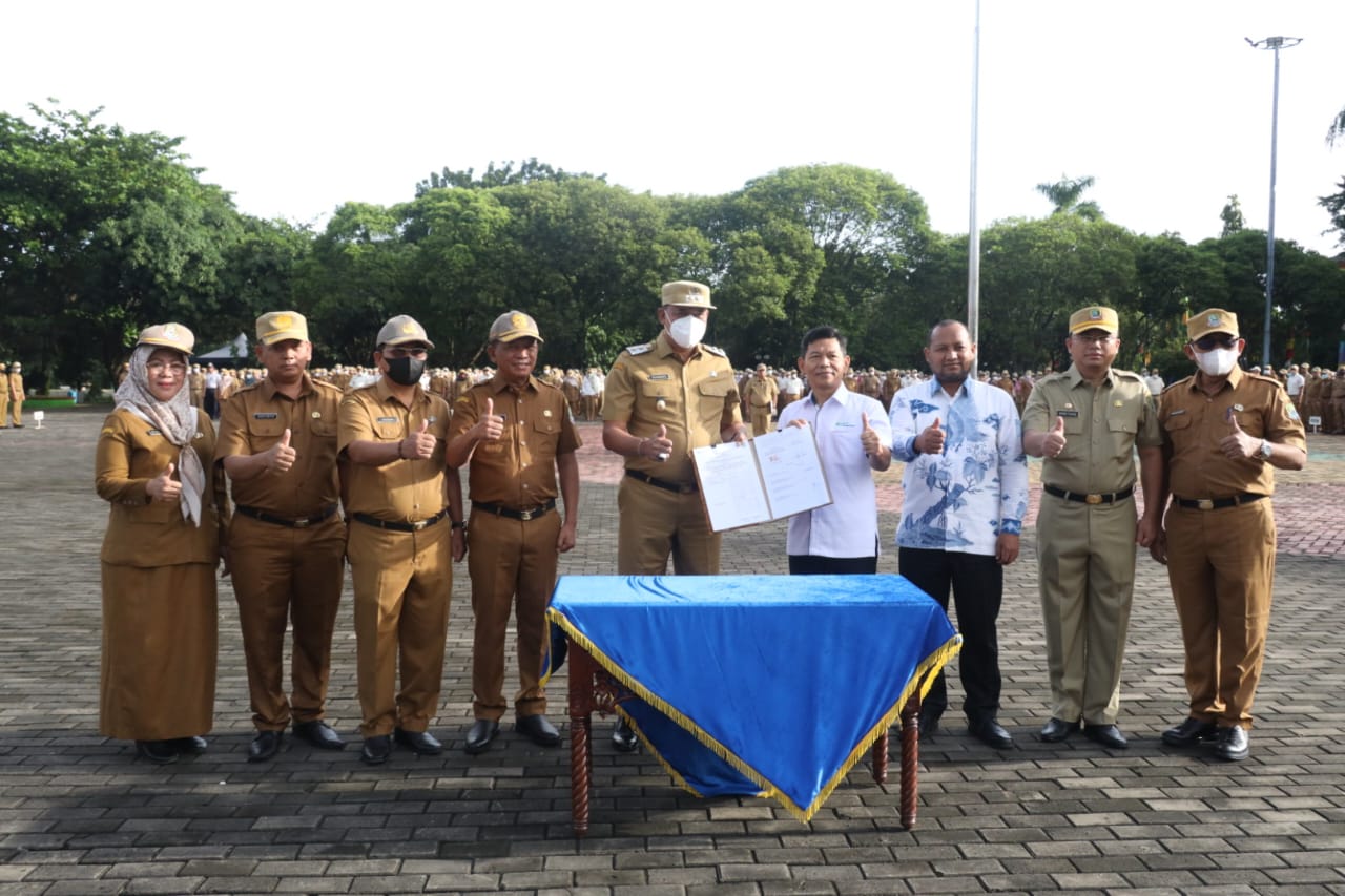 Saat Apel, BPJS Ketenagakerjaan dan Pemkot Bekasi Lakukan PKS Jaminan Sosial Bagi TKK di Kota Bekasi
