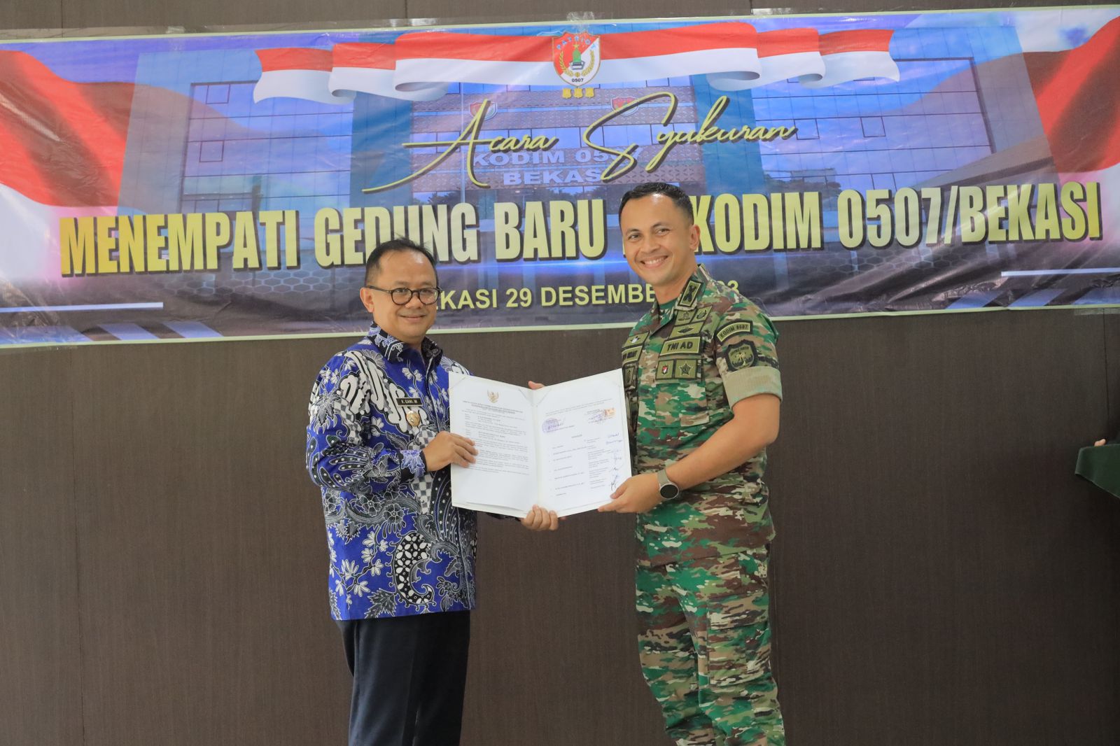 Pj. Wali Kota Bekasi Hadiri Tasyakuran Penggunaan Gedung Makodim 0507/Bekasi