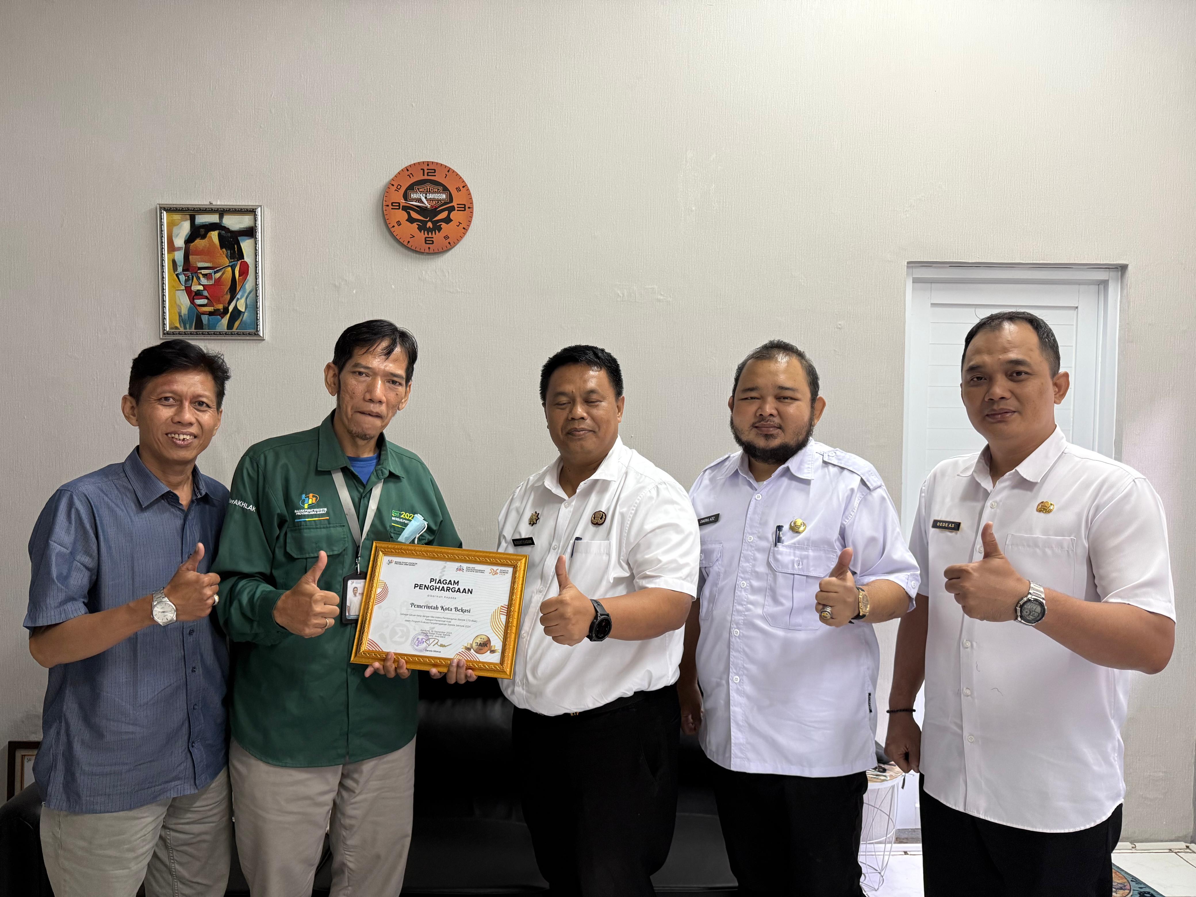 Pemerintah Kota Bekasi Raih Penghargaan Indeks Pembangunan Statistik