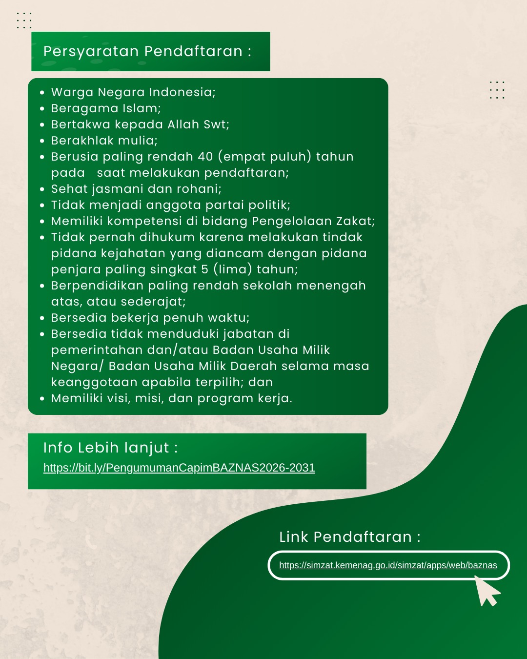 SELEKSI CALON PIMPINAN BADAN AMIL ZAKAT NASIONAL (BAZNAS) KOTA BEKASI PERIODE 2026 - 2031